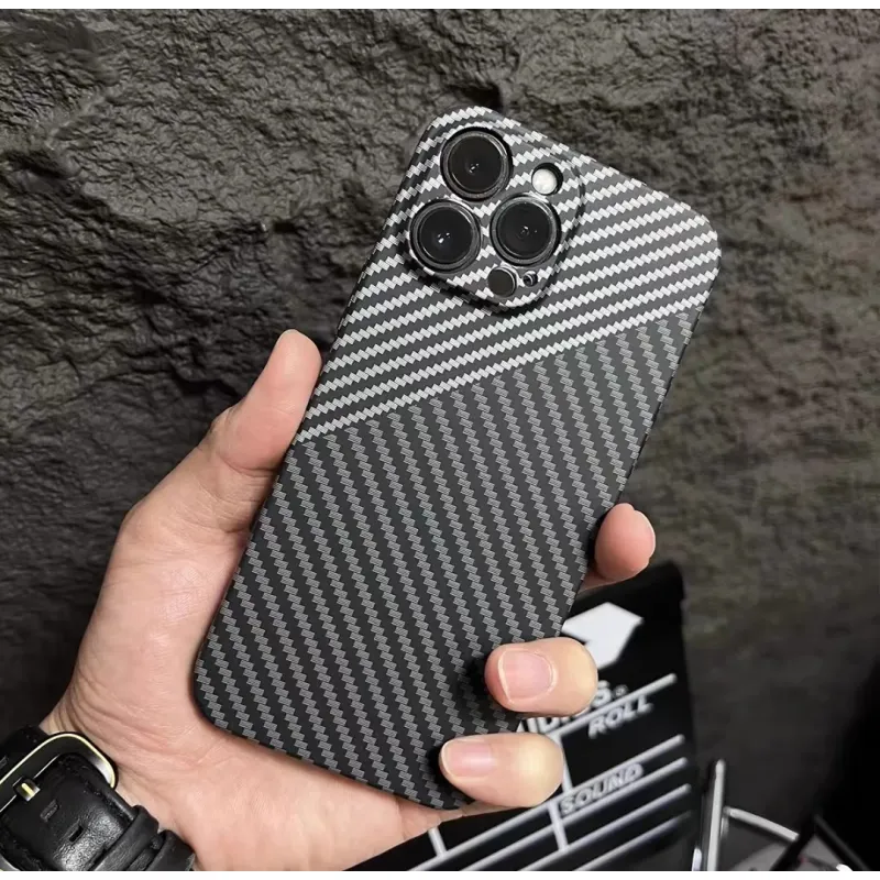 Carbon Fiber Texture Contrast Color iPhone Case