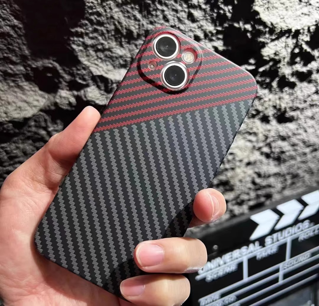 Carbon Fiber Texture Contrast Color iPhone Case
