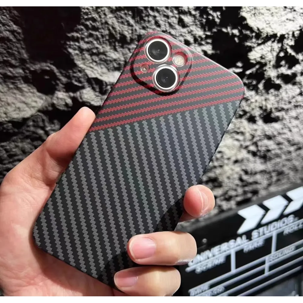 Carbon Fiber Texture Contrast Color iPhone Case