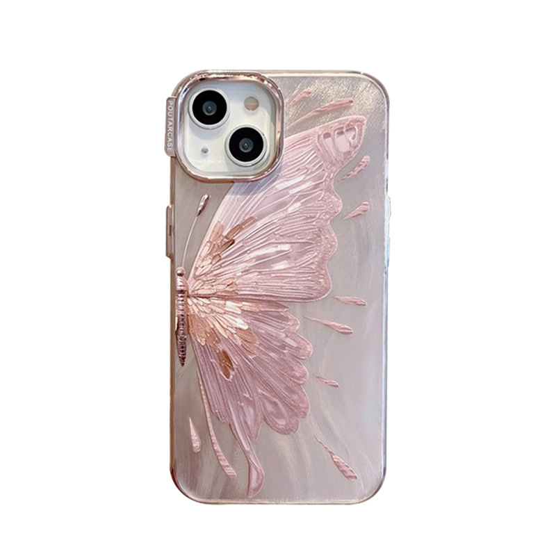 Pink Electroplating Butterfly iPhone Case