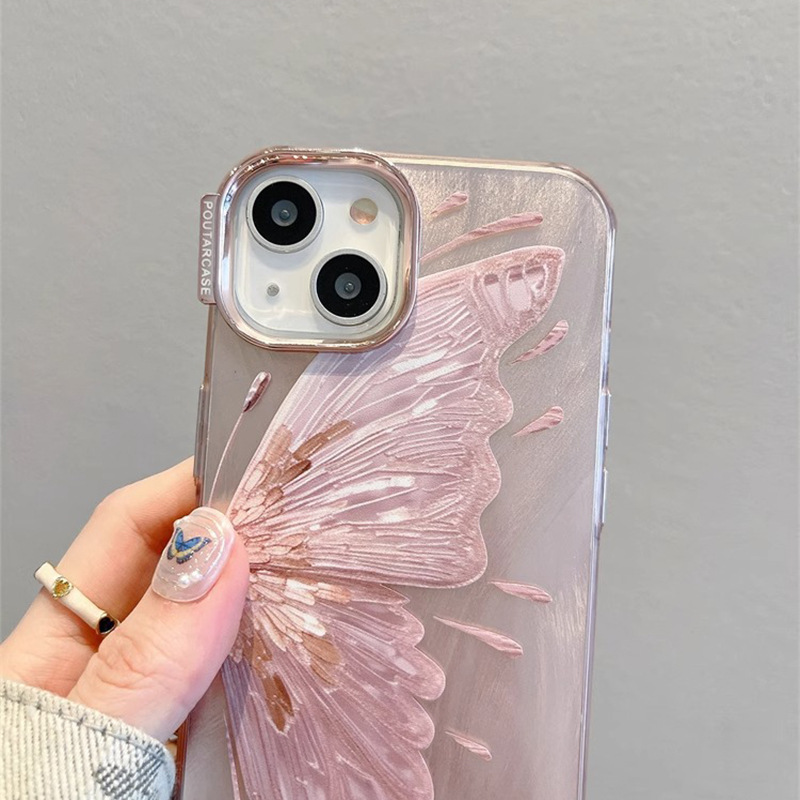 Pink Electroplating Butterfly iPhone Case