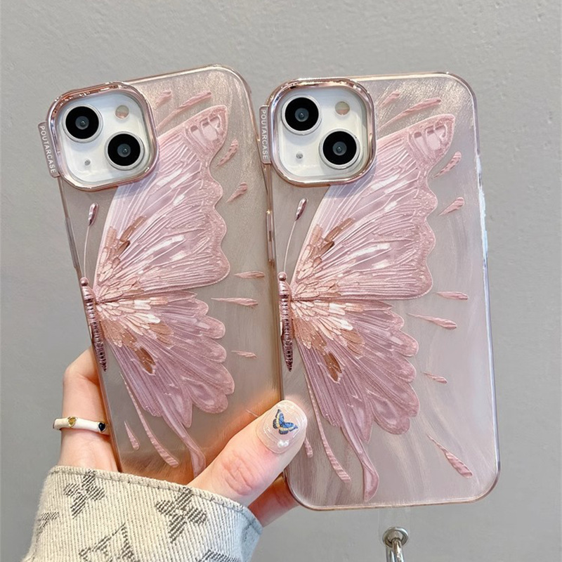 Pink Electroplating Butterfly iPhone Case