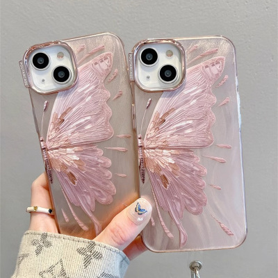 Pink Electroplating Butterfly iPhone Case 02