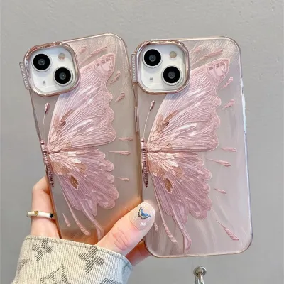 Pink Electroplating Butterfly iPhone Case 02