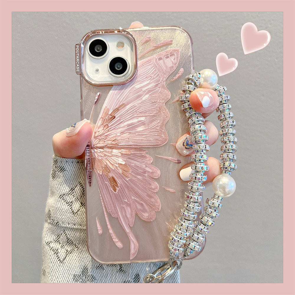 Pink Electroplating Butterfly iPhone Case