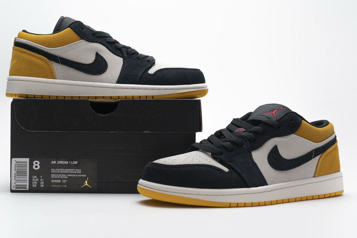 reps jordan 1 low sail university gold black