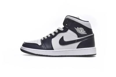 Nike Air Jordan 1 Mid White Metallic Gold Obsidian Reps Sneakers 554724-174 01