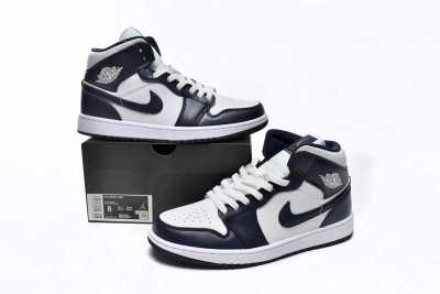 Nike Air Jordan 1 Mid White Metallic Gold Obsidian Reps Sneakers 554724-174 02