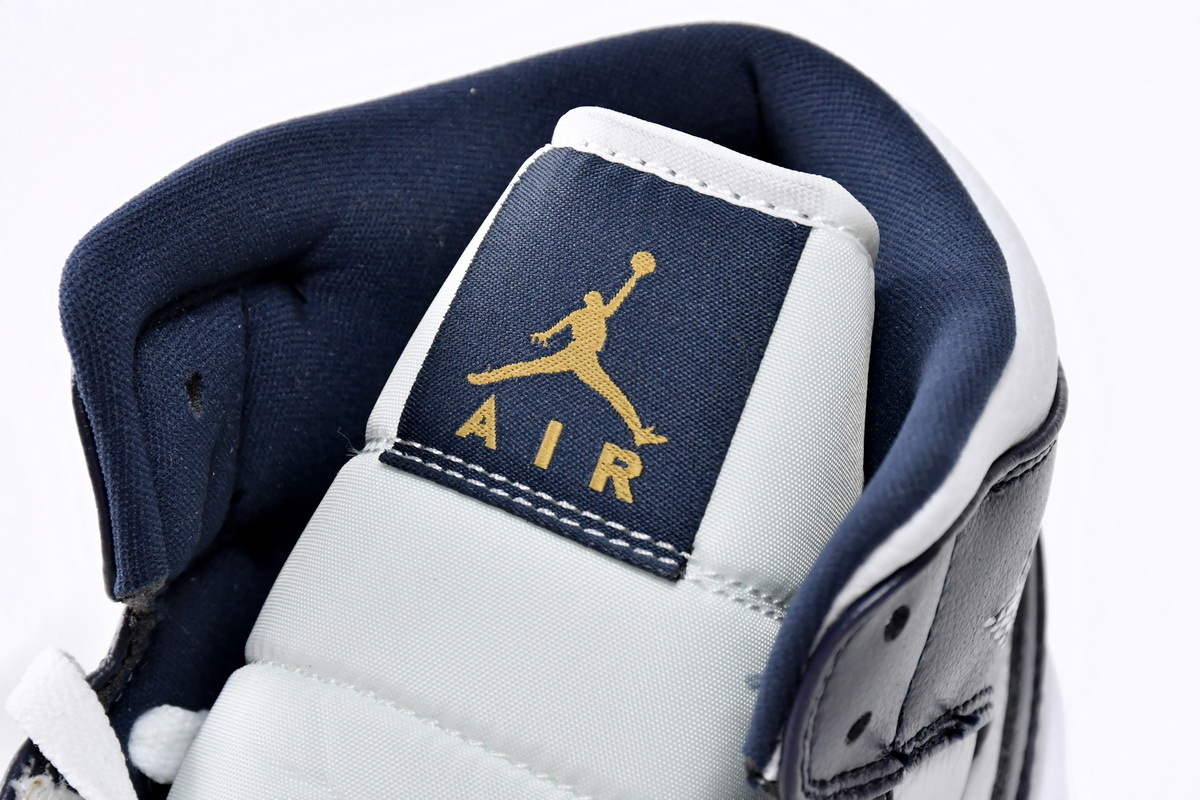 Nike Air Jordan 1 Mid White Metallic Gold Obsidian