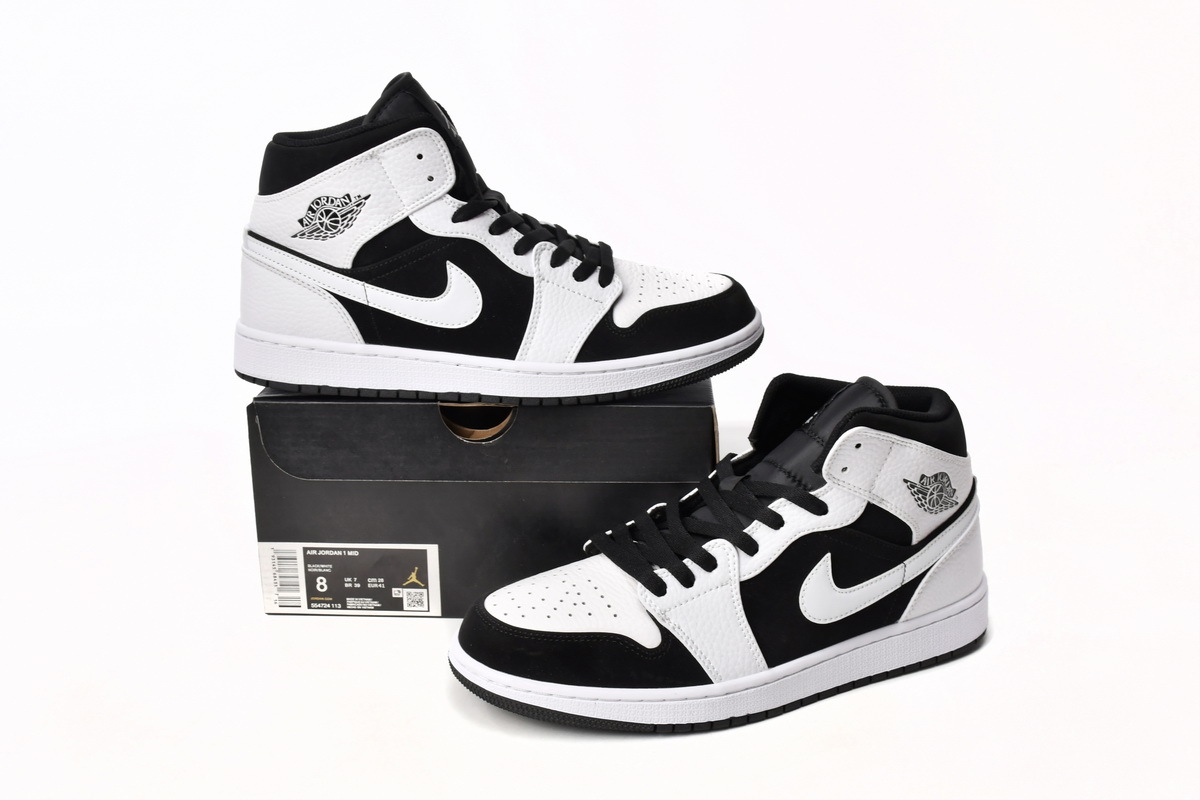Jordan 1 Mid White Black Reps