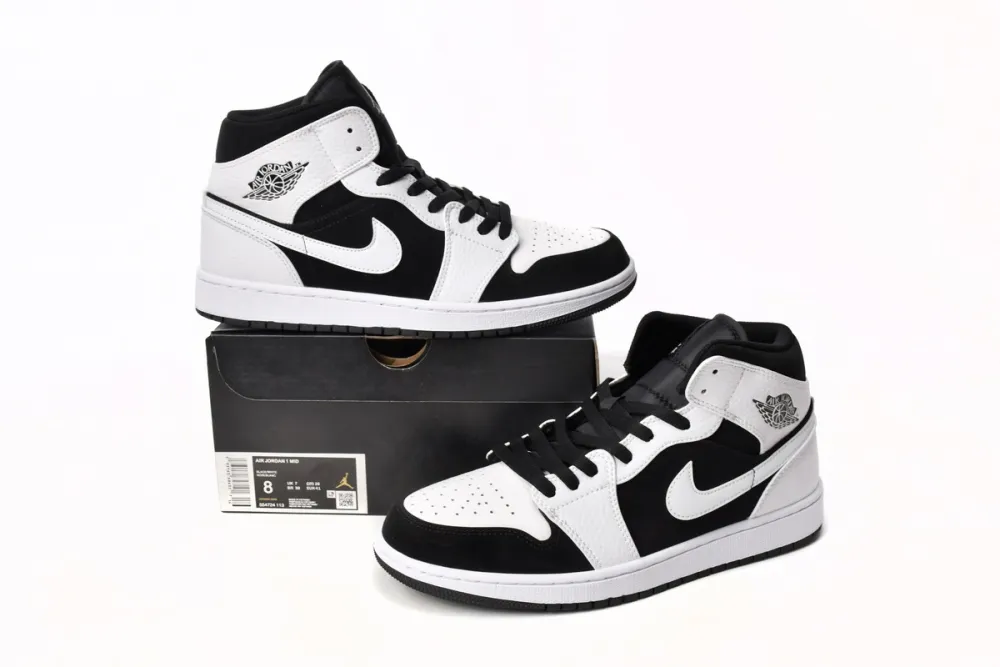 Jordan 1 Mid White Black Reps
