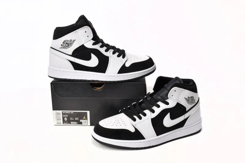 Jordan 1 Mid White Black Reps