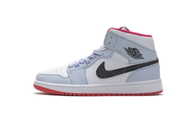 Jordan 1 Mid Half Blue Polka Dot Swoosh Reps Sneakers 555112-400 01