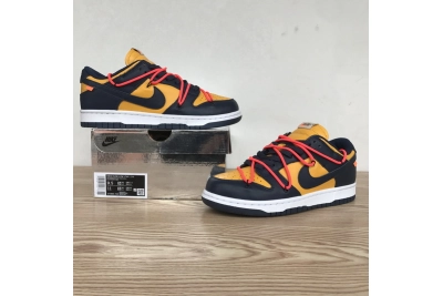 Nike Dunk Low Off White University Gold Midnight Navy Reps Sneaker CT0856-700 01