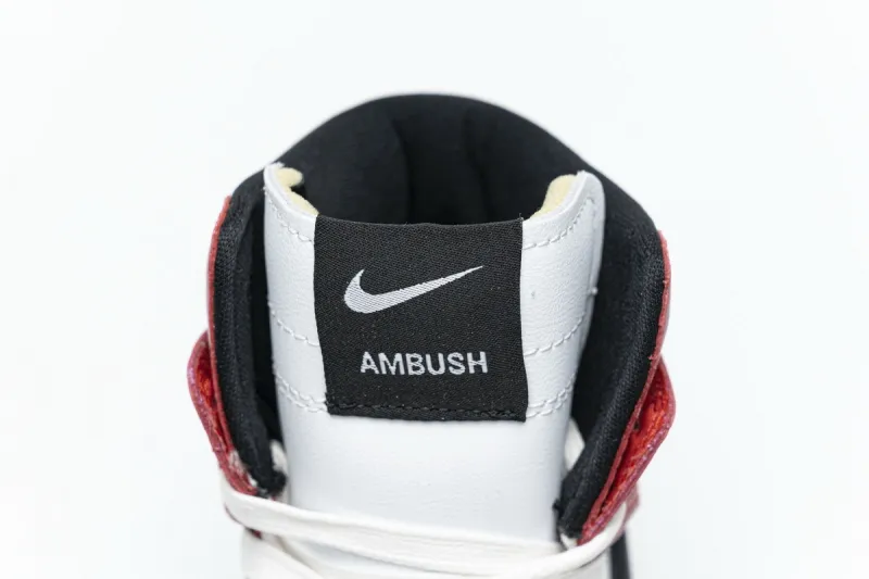 Ambush x Nike Dunk High Varsity Red Black White Reps Sneakers CU7544-102