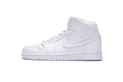 Air Jordan 1 Mid Triple White 2019 Reps Sneaker 554724-129  01