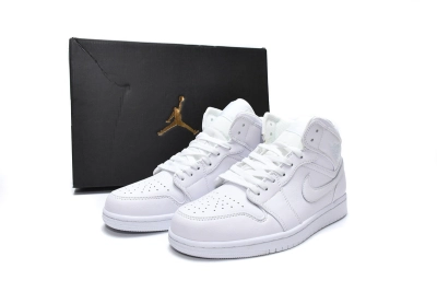 Air Jordan 1 Mid Triple White 2019 Reps Sneaker 554724-129  02