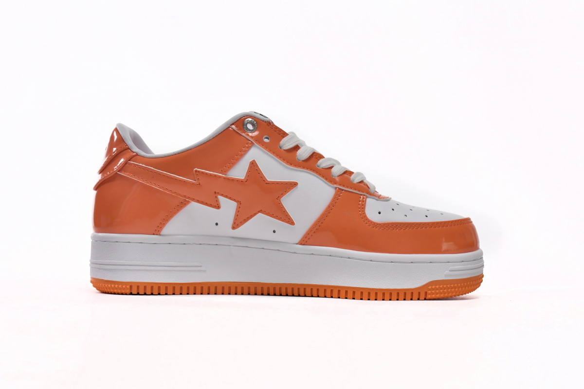 A Bathing Ape Bape Sta Patent Leather Orange White Reps Sneaker 1G70-109-0017/1I70-291-001/1I70-191-002