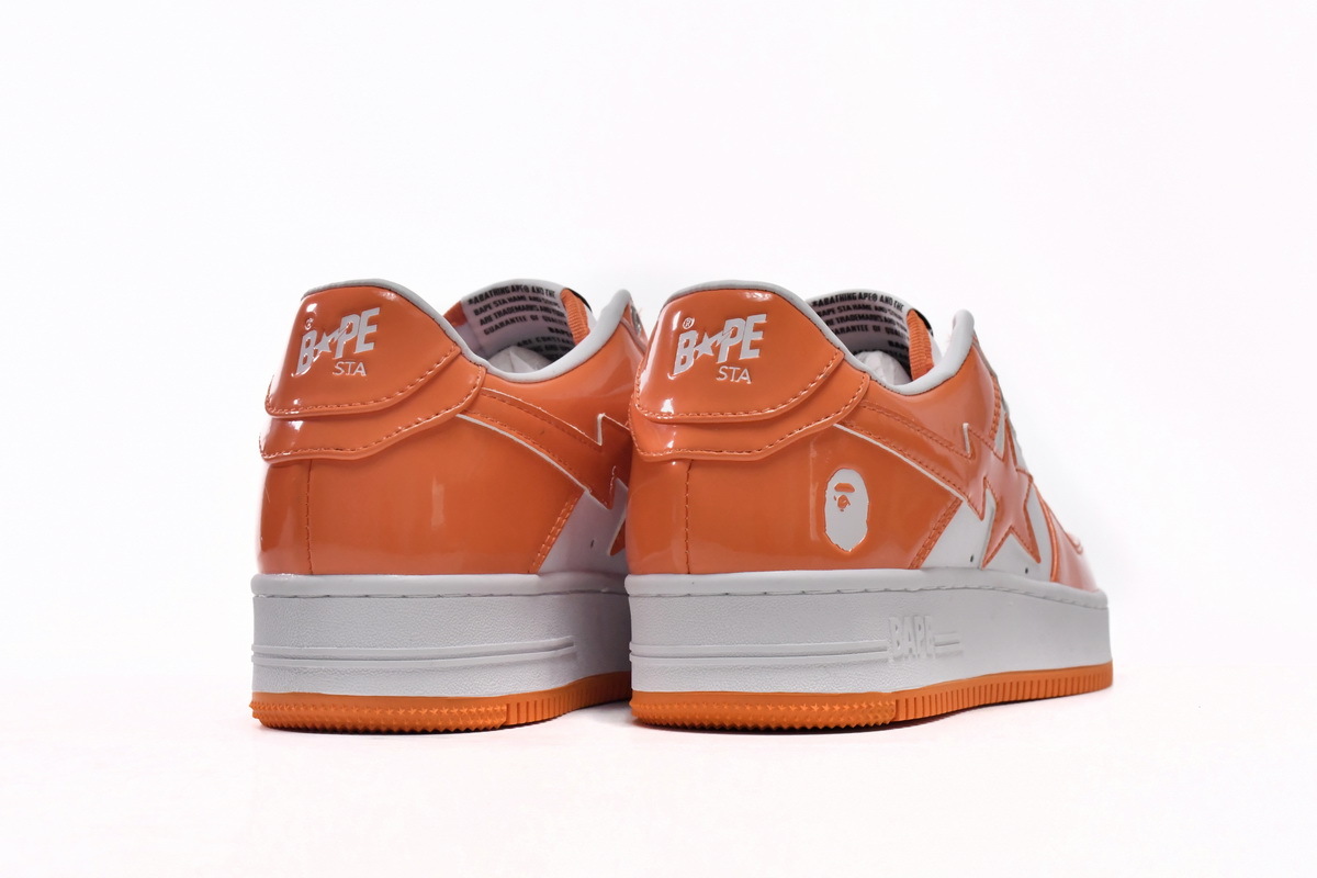 A Bathing Ape Bape Sta Patent Leather Orange White Reps Sneaker 1G70-109-0017/1I70-291-001/1I70-191-002