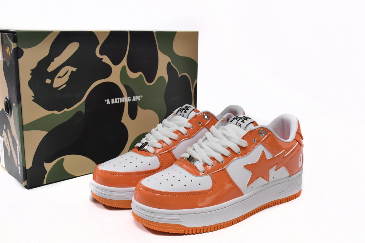 A Bathing Ape Bape Sta Patent Leather Orange White Reps Sneaker 1G70-109-0017/1I70-291-001/1I70-191-002