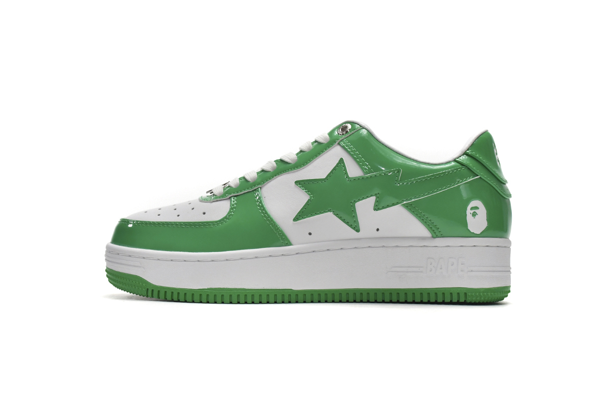 A Bathing Ape Bape  Sta Low White Green Reps Sneaker 1G70-109-0015