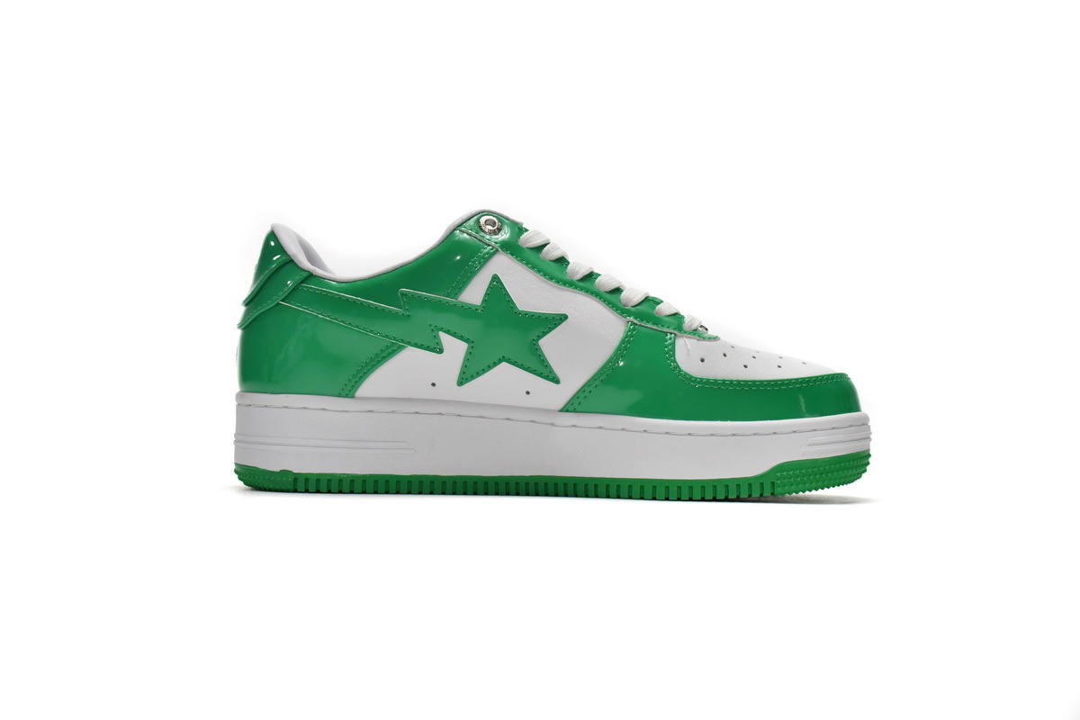 A Bathing Ape Bape  Sta Low White Green Reps Sneaker 1G70-109-0015