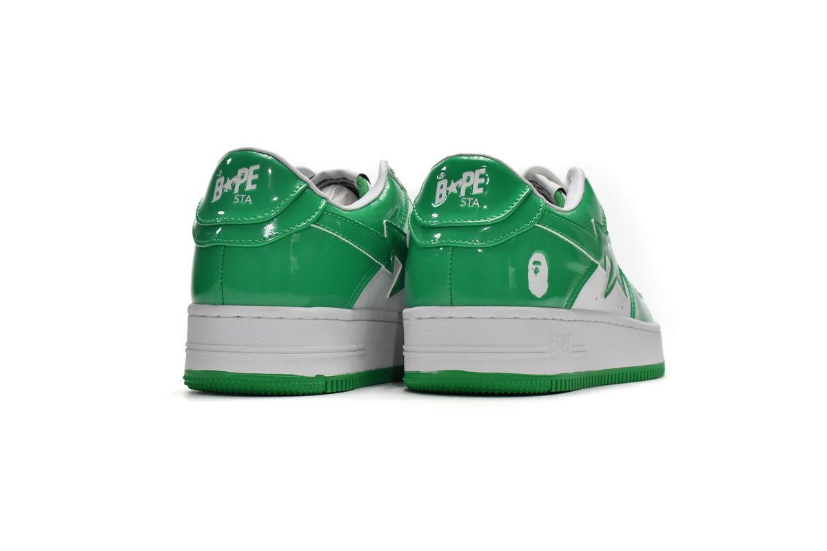 A Bathing Ape Bape  Sta Low White Green Reps Sneaker 1G70-109-0015