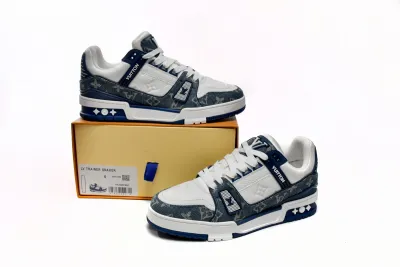 Louis Vuitton LV Trainer Monogram Denim White Blue Reps Sneaker 1A9JGZ  02