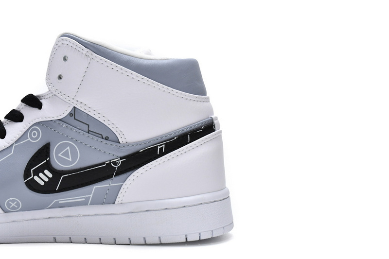 Air Jordan 1 Mid PS5 White Grey Black 