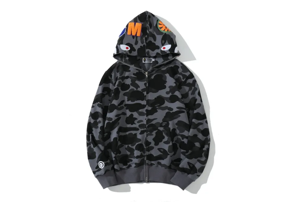 BAPE Color Camo Shark Zip Hoodie Black 0039 100000106SFZH BLAC