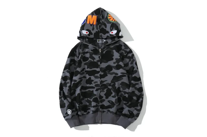BAPE Color Camo Shark Zip Hoodie Black 0039 100000106SFZH BLAC