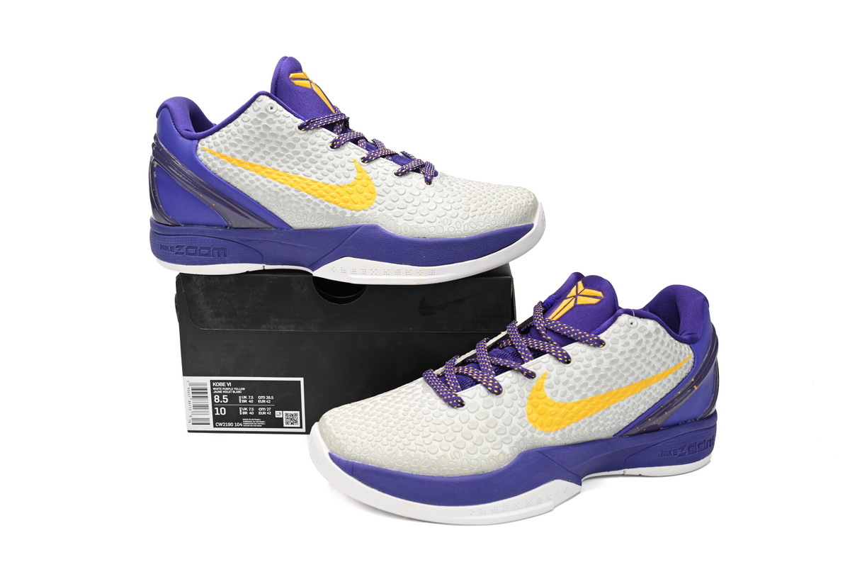 Rsnow Nike Kobe 6 Lakers Home 429659-104/CW2190-104