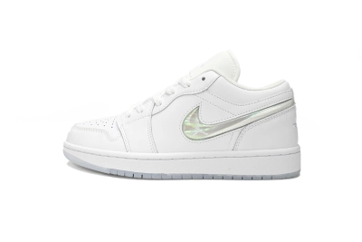 Rsnow Air Jordan 1 Low SE GS Glitter Swoosh FQ9112-100 01