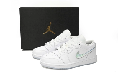 Rsnow Air Jordan 1 Low SE GS Glitter Swoosh FQ9112-100 02