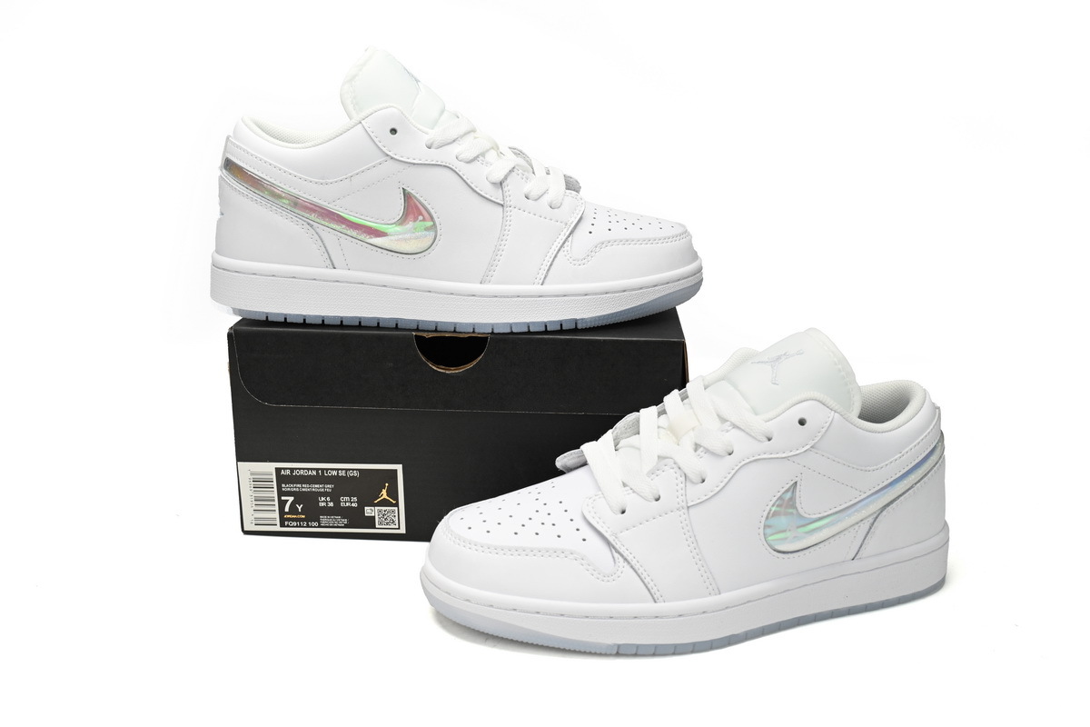 Rsnow Air Jordan 1 Low SE GS Glitter Swoosh FQ9112-100