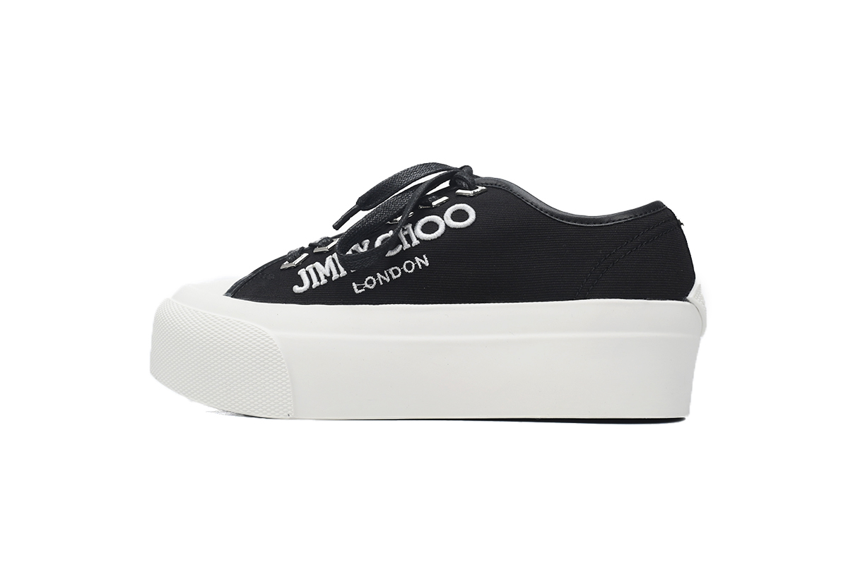 Jimmy Choo Palma Maxi Black Canvas Platform Trainers Womens RSNOW