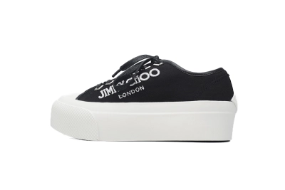 Jimmy Choo Palma Maxi Black Canvas Platform Trainers Womens RSNOW 01