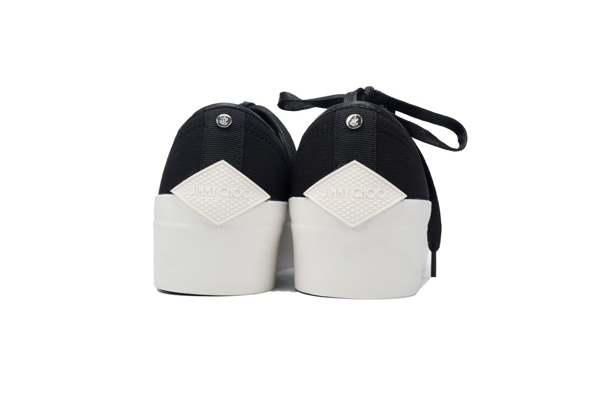 Jimmy Choo Palma Maxi Black Canvas Platform Trainers Womens RSNOW
