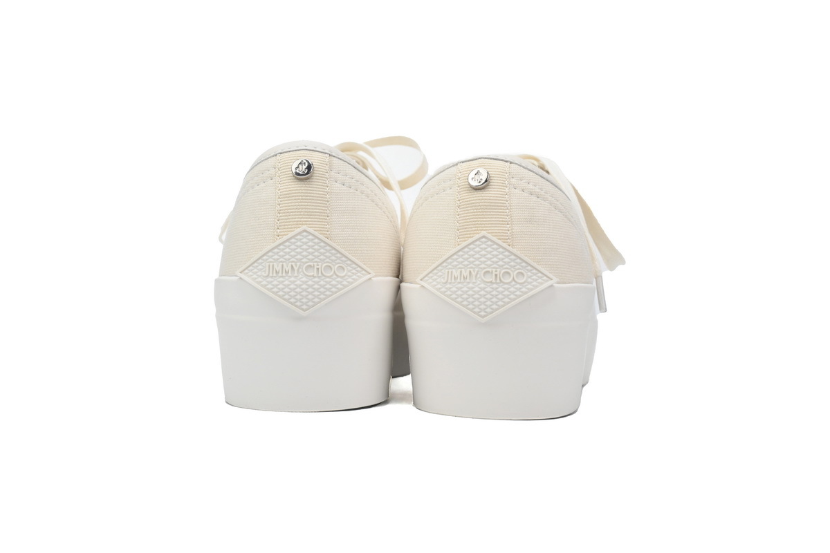 Jimmy Choo Palma Maxi White Canvas Platform Trainers Womens RSNOW