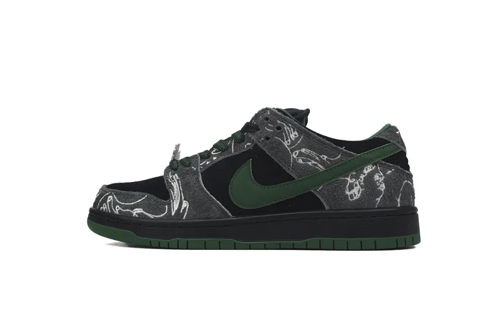 THERE Skateboards x Dunk Low SB Black Gorge Green HF7743-001