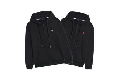 Polo Ralph Lauren Hoodie Black with Black Lace 01