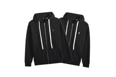 Polo Ralph Lauren Hoodie Black with White Lace 01