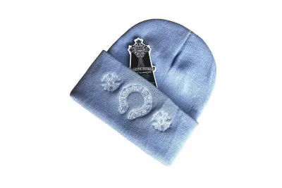 Chrome Hearts Horse Shoe Beanie Light Blue 01