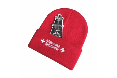 Chrome Hearts Logo Beanie Red 01