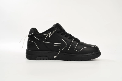Off White Out Of Office OOO Low Tops Sartorial Stitching Black Black OMIA189S 23LEA014 1010/OMIA189S23LEA0141010 02