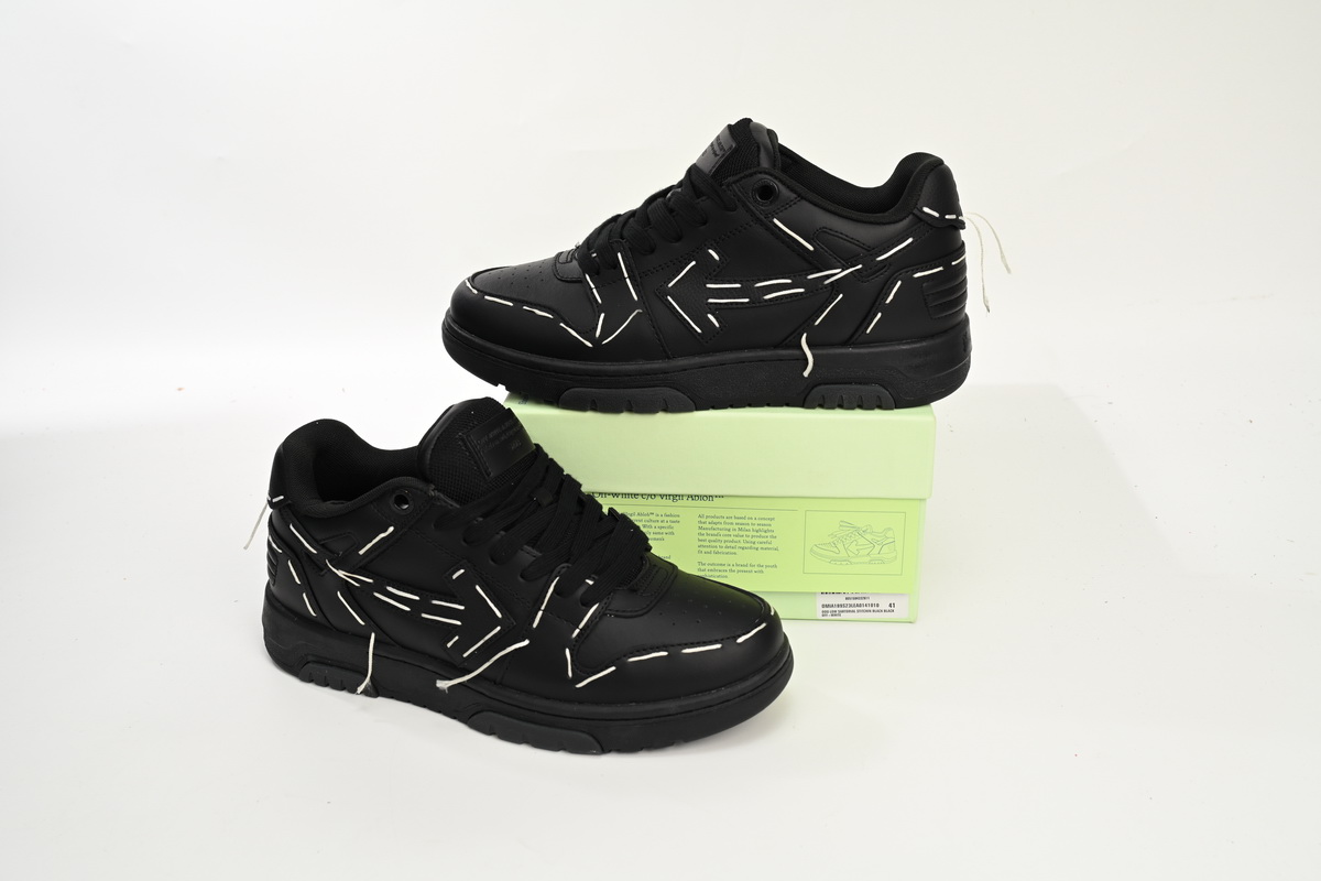 Off White Out Of Office OOO Low Tops Sartorial Stitching Black Black OMIA189S 23LEA014 1010/OMIA189S23LEA0141010