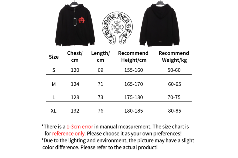 CHROME HEARTS Red Triple Cross Zip Up Hoodie