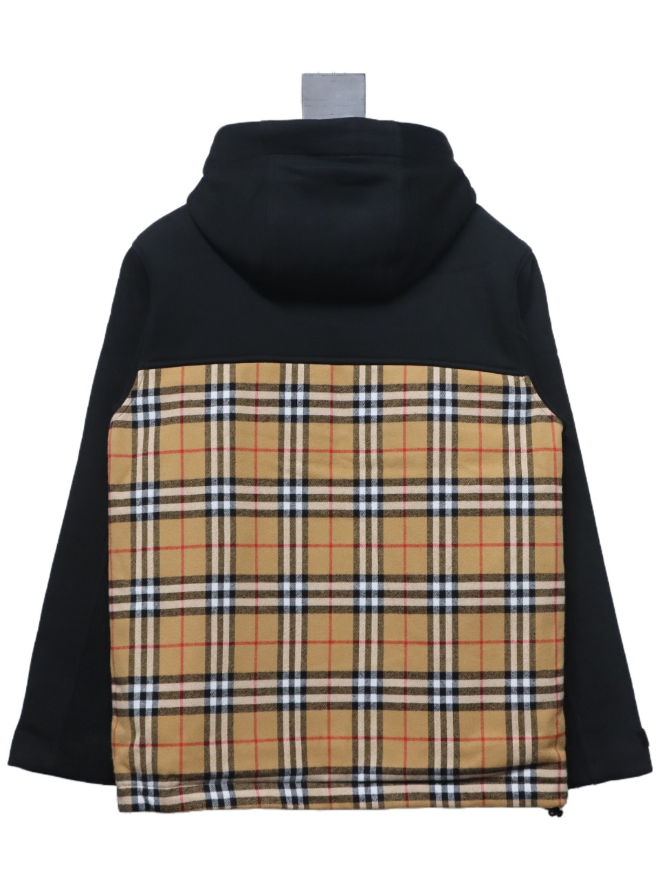 Brand Check Hood Cotton Beige Black Jacket