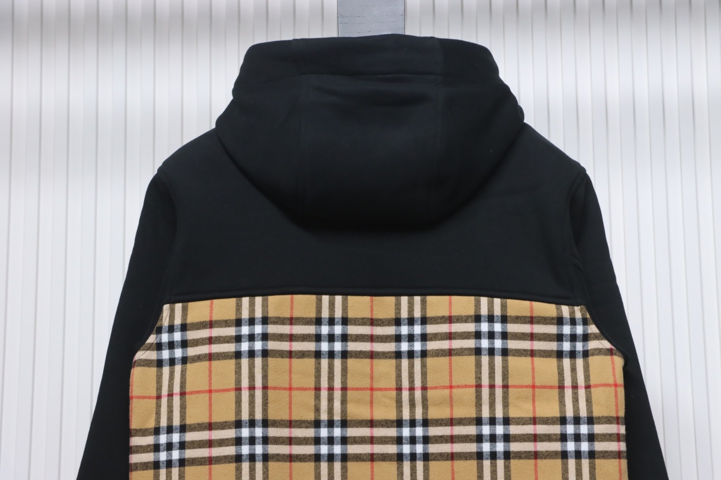 Brand Check Hood Cotton Beige Black Jacket