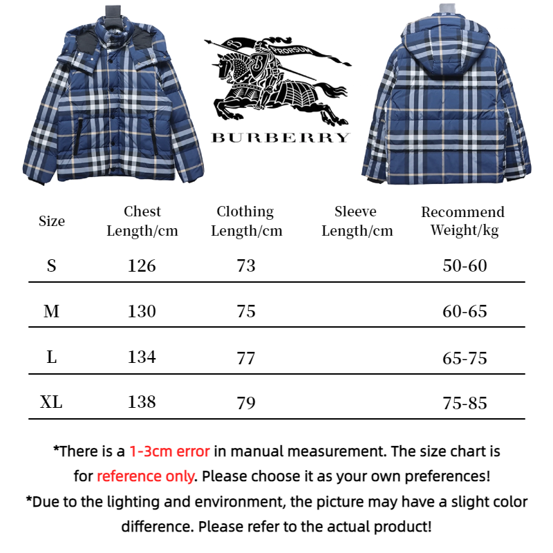 Burberry Blue Check Puff Down Jacket